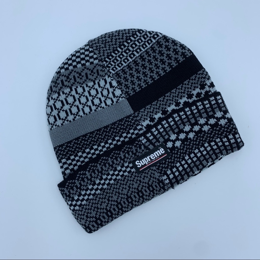 Supreme Multi Pattern Beanie (Black) - image 1